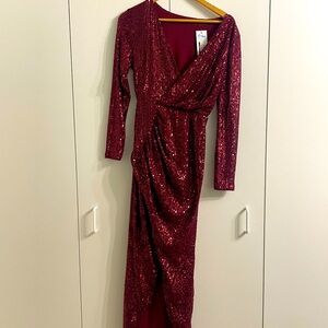 MADE IN ITALY Sequin Red Midi Dress